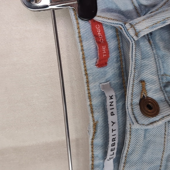 Celebrity Pink The Iconic Light wash Distressed Straight Leg Jean Size 7 - Picture 3 of 7